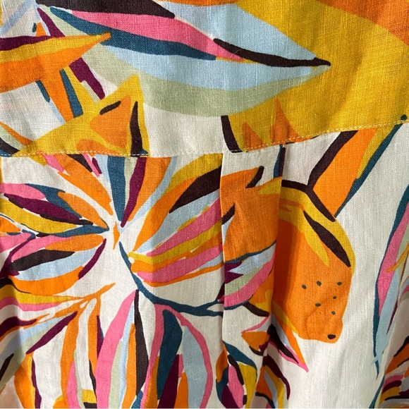 C & C California Med 100% Linen Sleeveless Button Up Shirt Tropical Boho Beach - Picture 8 of 10